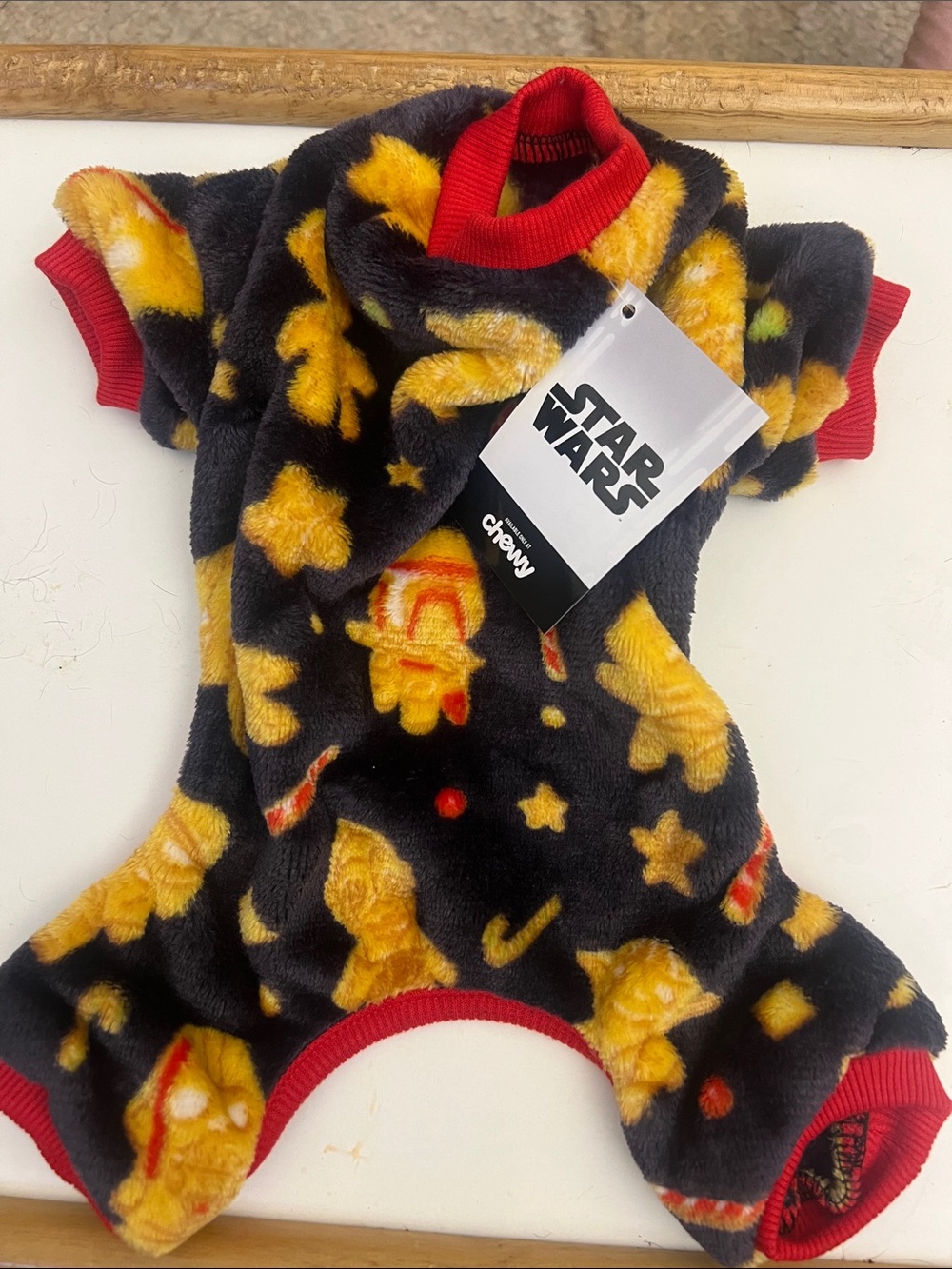 Star Wars Kids One-Piece Fleece Footie - Black with Yellow and Red Accents